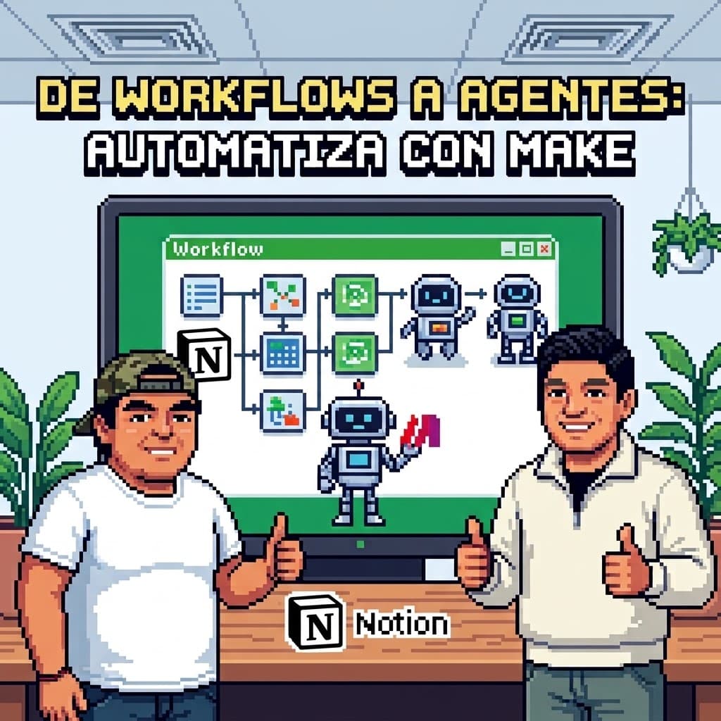 Portada de De workflows a agentes: automatiza con Notion y Make