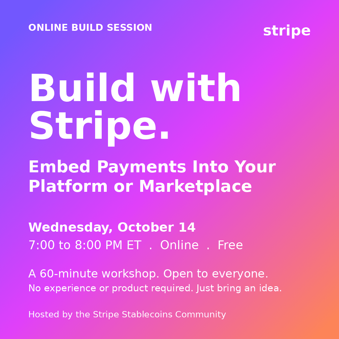Portada de Build with Stripe Community: Build embedded payments into your platform or marketplace