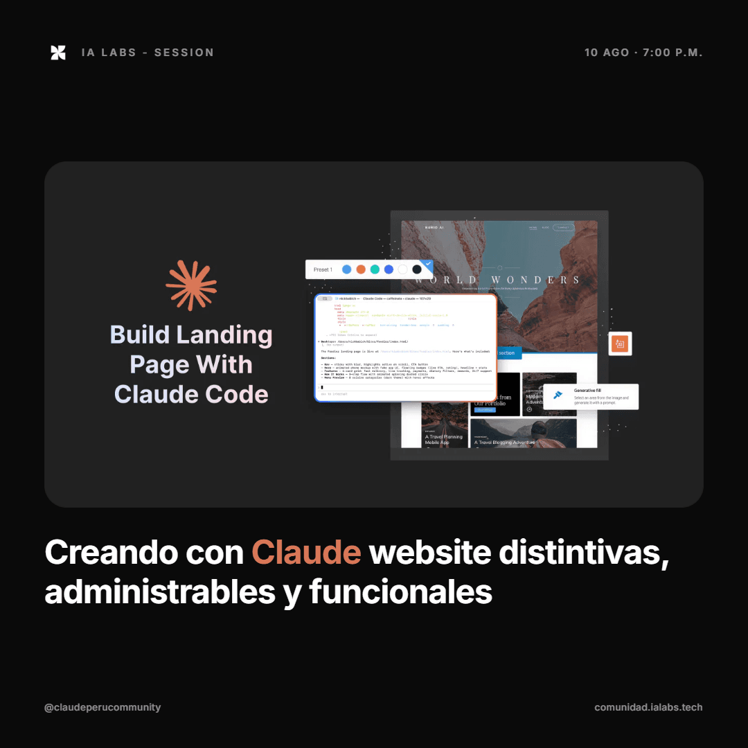 Portada de Creando con Claude website distintivas, administrables y funcionales