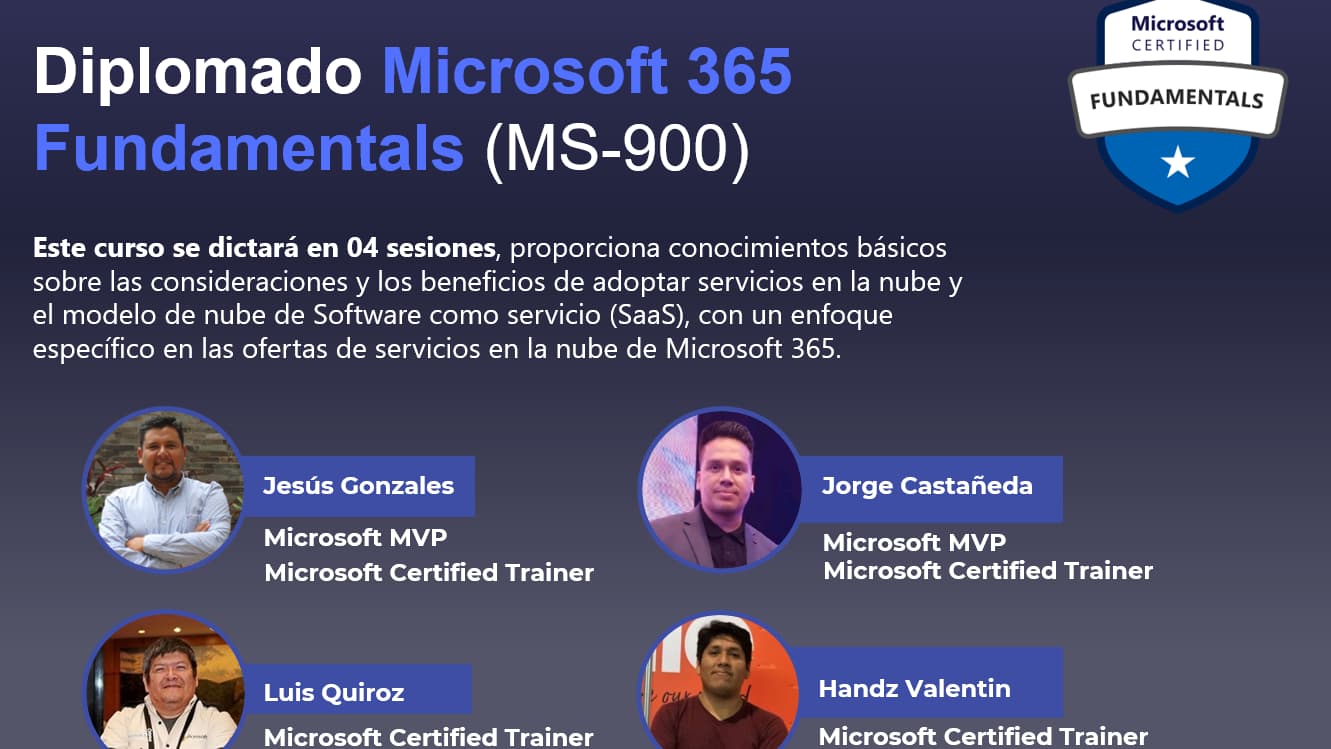 Portada de [Sesión 1] Diplomado Microsoft 365 Fundamentals (MS-900)