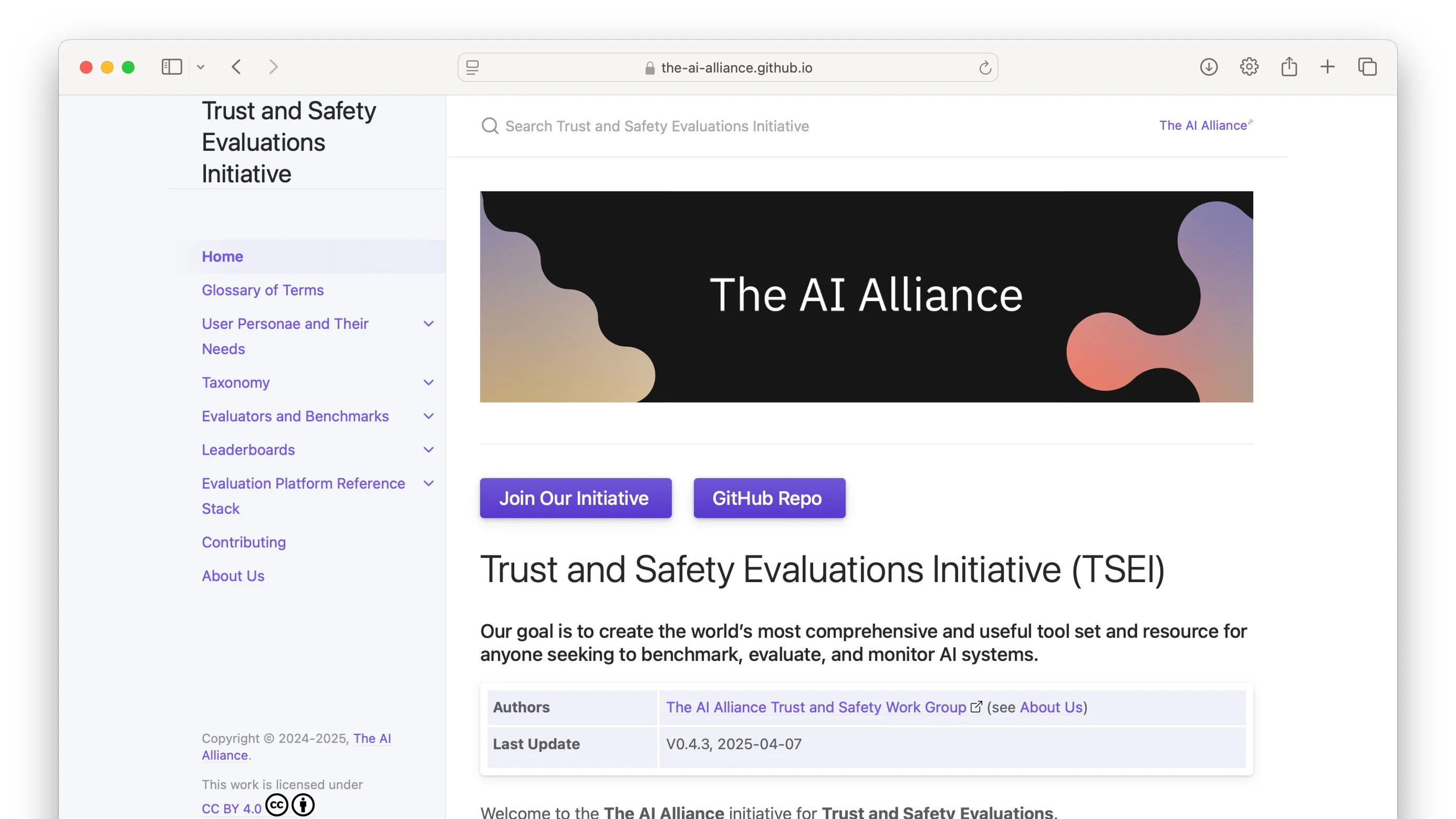 Portada de [AI Alliance] Trust and Safety Evaluations Initiative (TSEI)