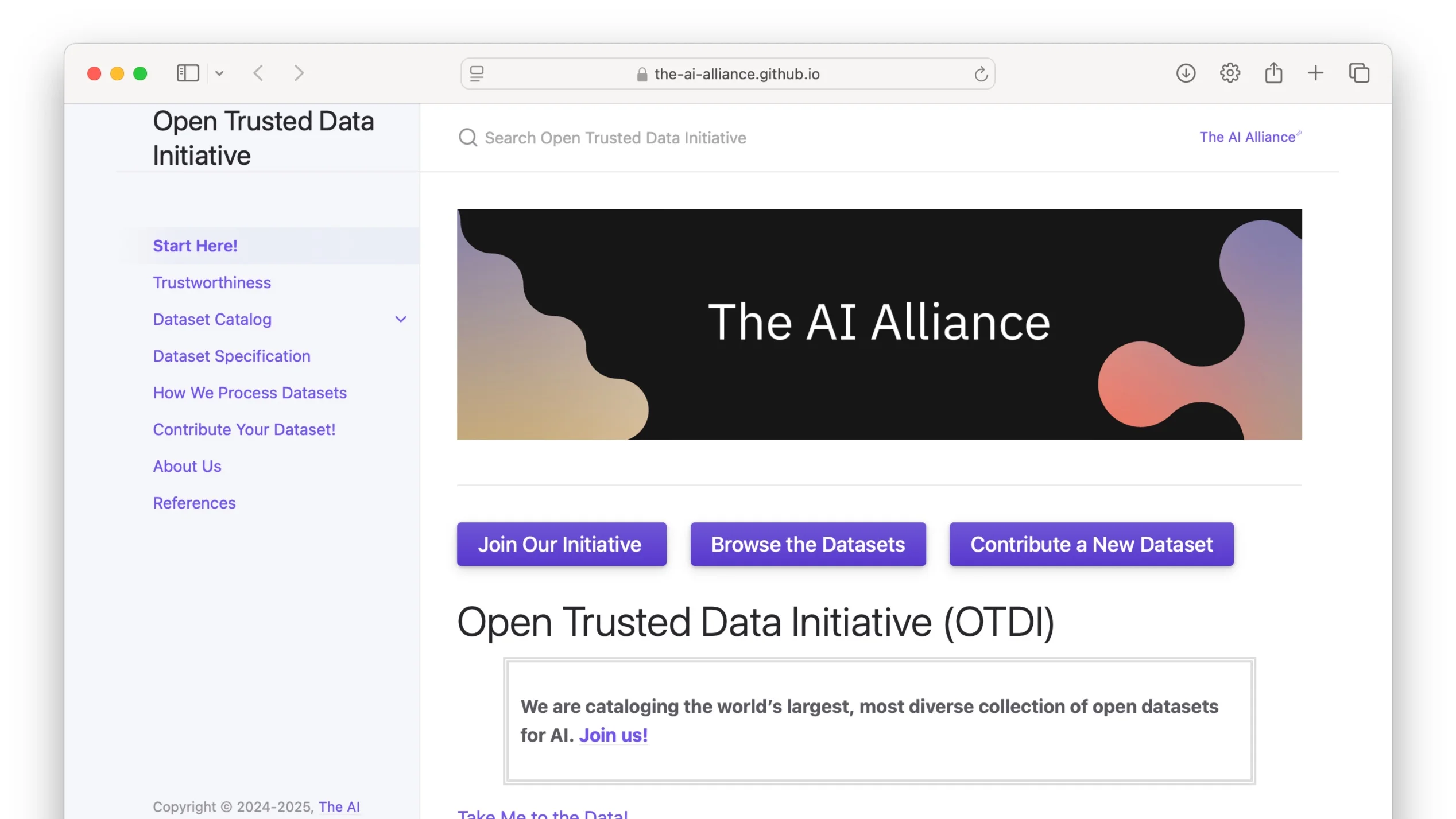 Portada de [AI Alliance] Open Trusted Data Initiative (OTDI)