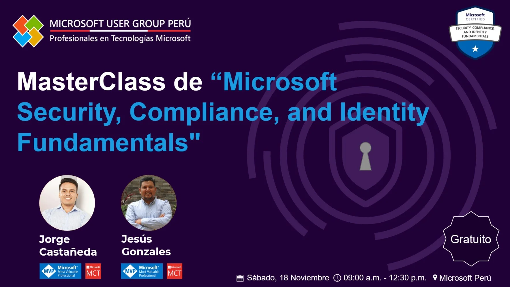 Portada de MasterClass de “Microsoft Security, Compliance, and Identity Fundamentals"
