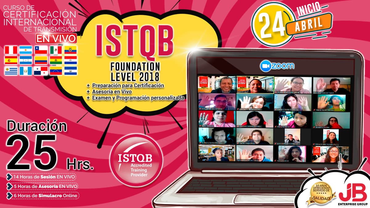 Portada de Curso de Transmisión en Vivo: “ISTQB FOUNDATION LEVEL 2018"