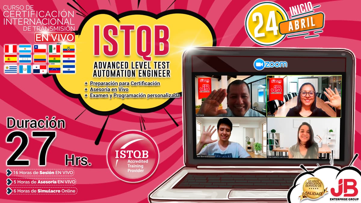 Portada de Curso de Transmisión en Vivo: “ISTQB Advanced Level Test Automation Engineer"