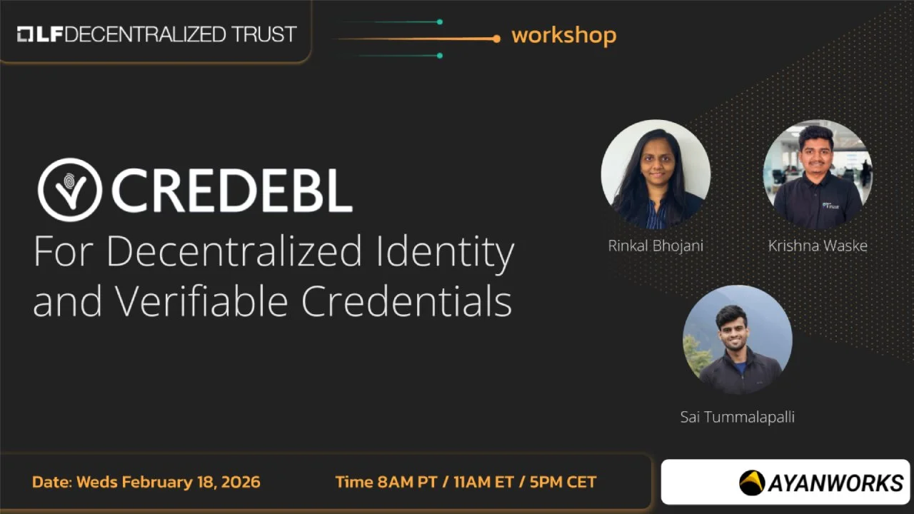 Portada de Workshop: CREDEBL For Decentralized Identity and Verifiable Credentials