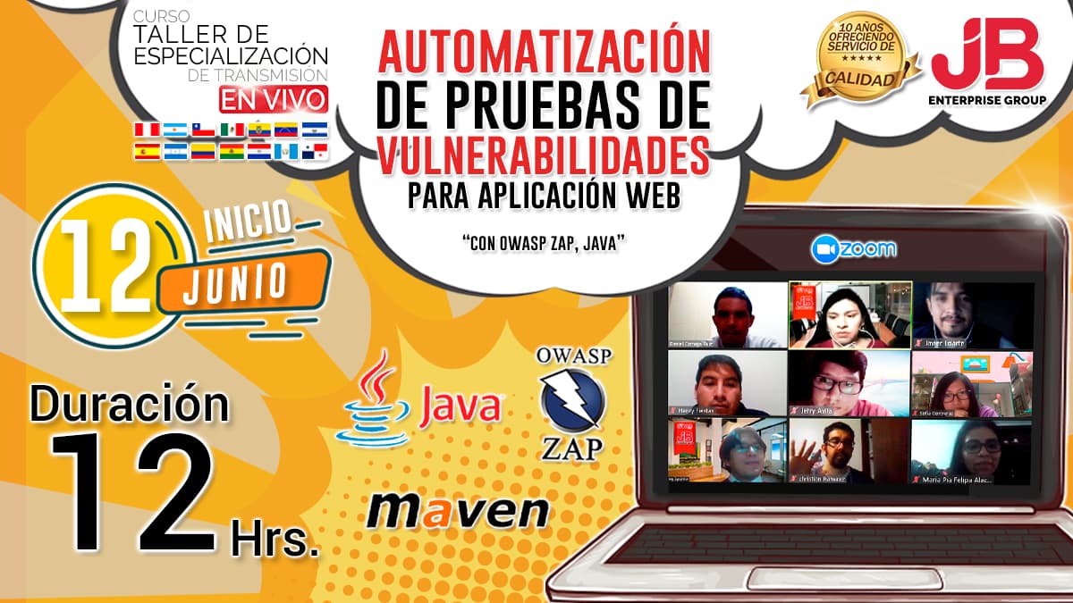Portada de Curso de Transmisión en Vivo:Auto. de Pruebas de Vulnerabilidades para apli.WEB"
