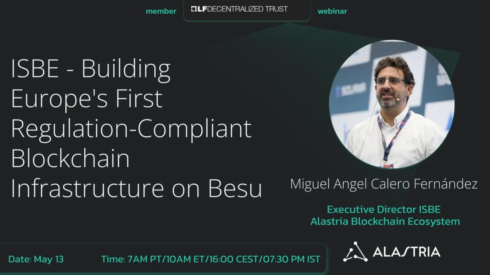 Portada de Webinar with Alastria: ISBE - Regulated Blockchain Infrastructure on Besu