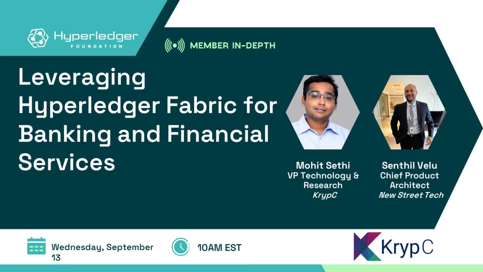Portada de Webinar with KrypC:Leveraging Hyperledger Fabric for Banking and Finance
