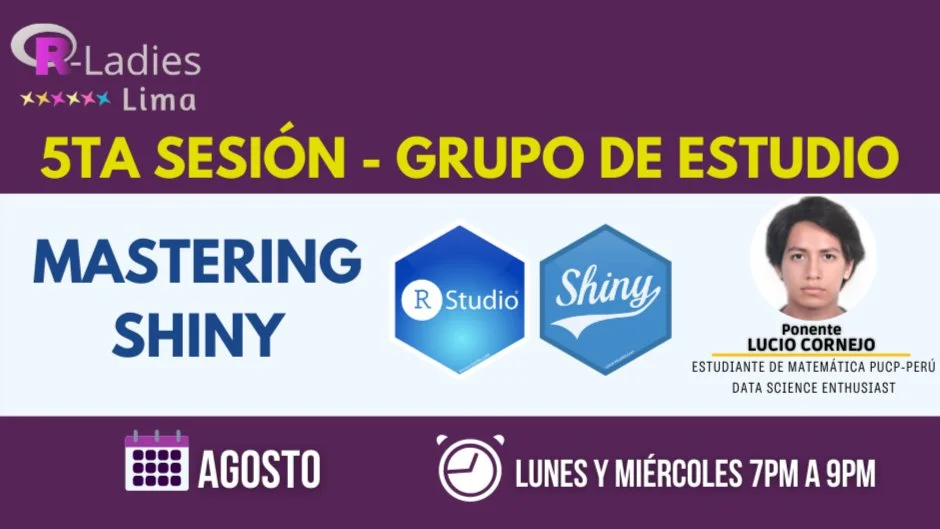 Portada de Grupo de estudio: "Mastering Shiny"- Sesión 5