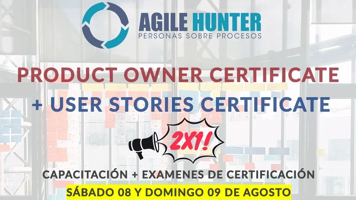 Portada de 2x1 Certificación Product Owner + Certificación User Stories