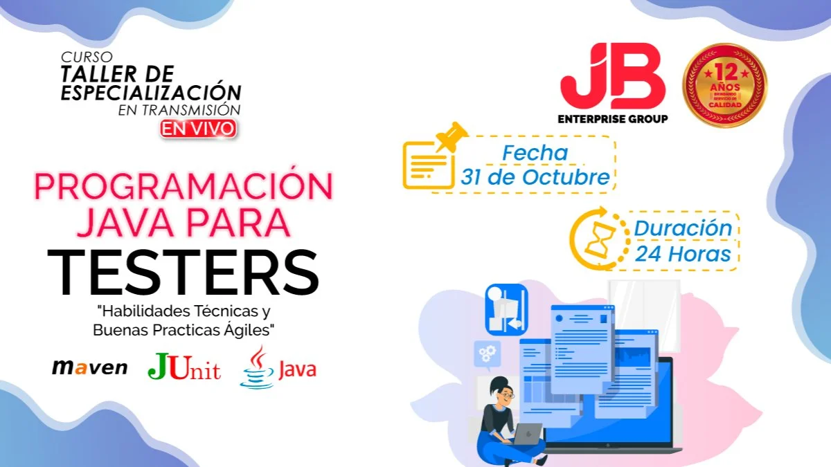 Portada de CURSO EN VIVO: PROGRAMACIÓN JAVA PARA TESTER