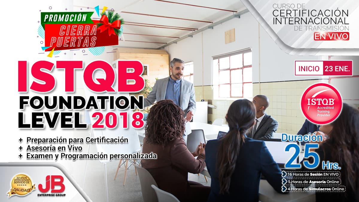 Portada de Curso de Transmisión en Vivo: “ISTQB FOUNDATION LEVEL 2018"