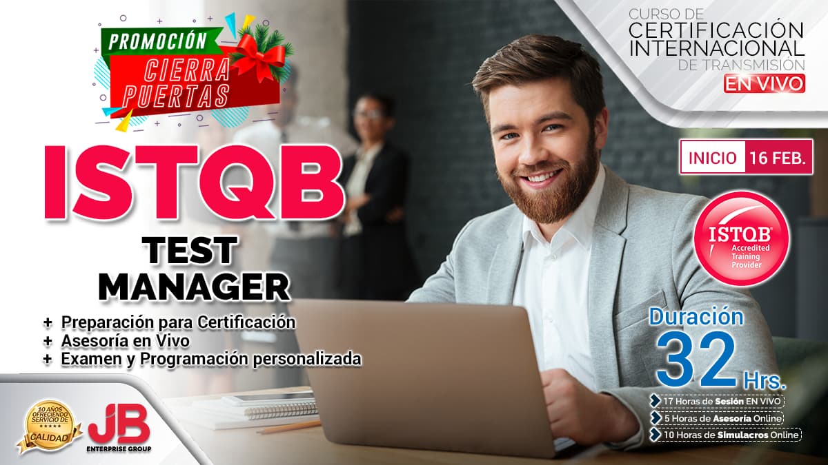 Portada de Curso de Transmisión en Vivo: “ISTQB Test Manager"