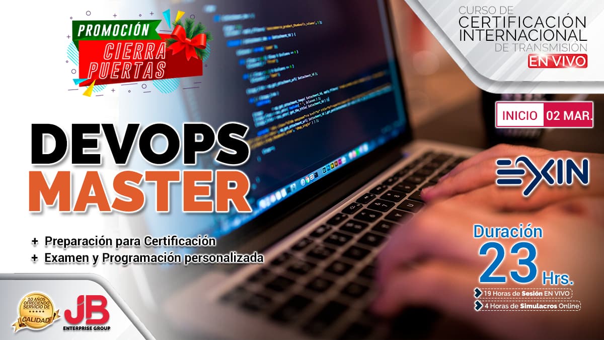 Portada de Curso de Transmisión en Vivo: “DevOps Master" Preparación +Examen Internacional