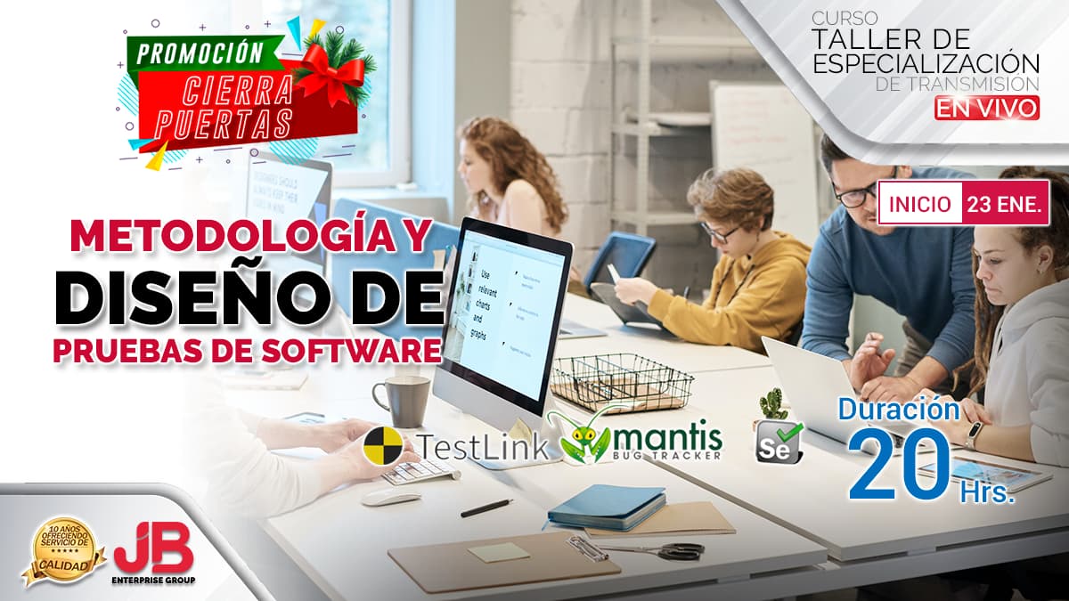 Portada de Curso de Transmisión en Vivo: “Metodología y Diseño de Pruebas de Software"