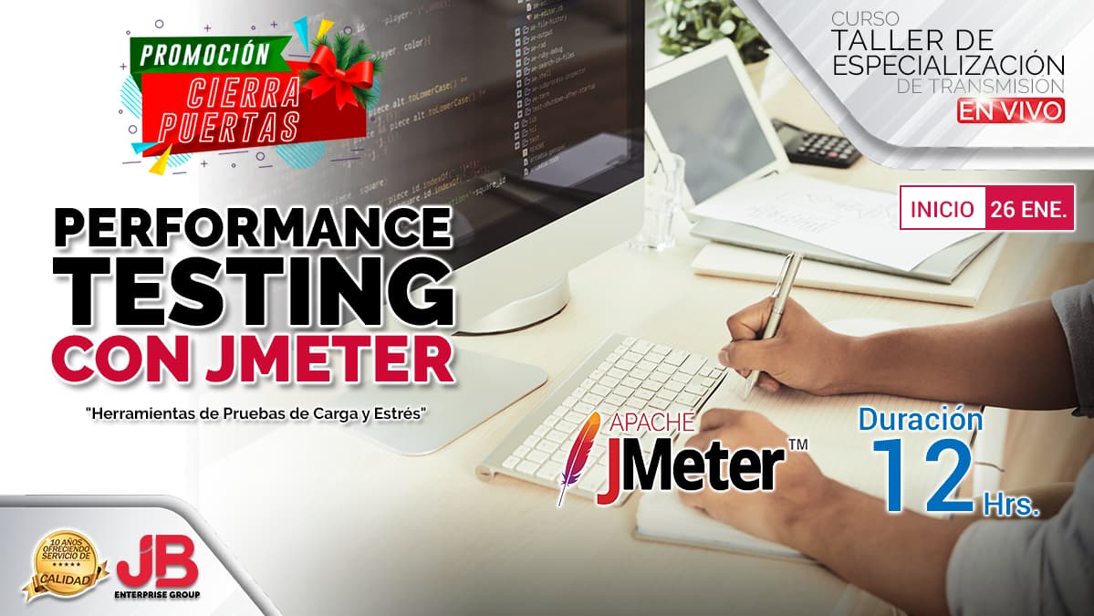 Portada de Curso de Transmisión en Vivo: TALLER “Performance Testing con JMeter"