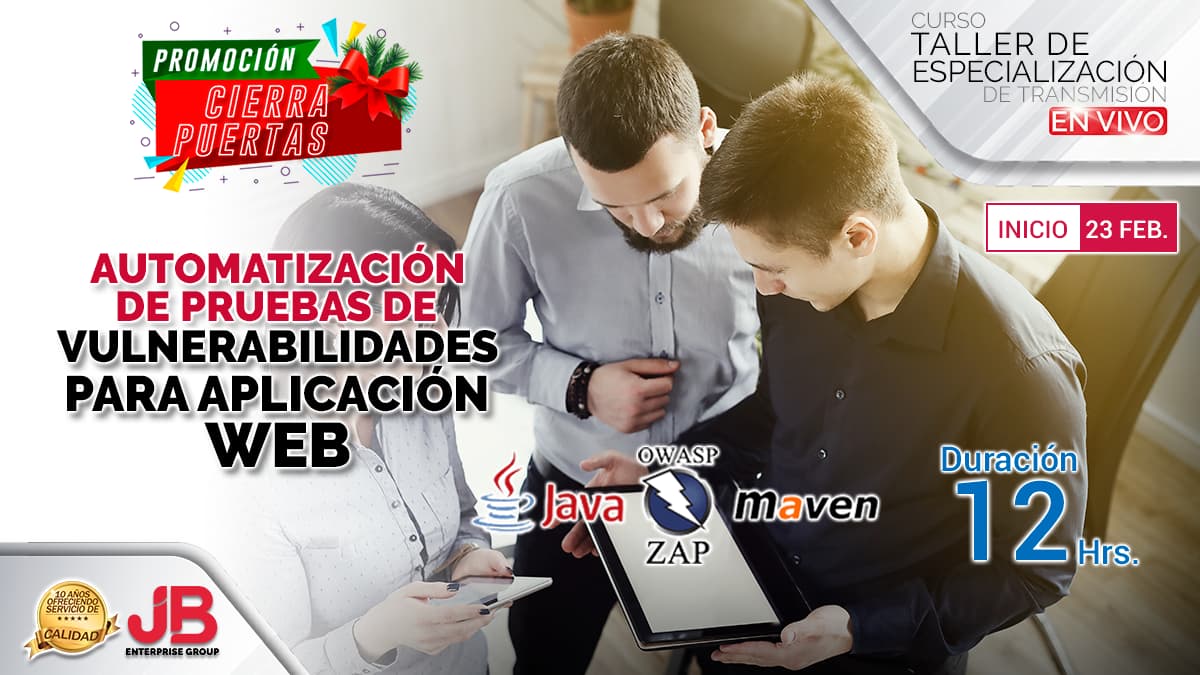 Portada de Curso en Vivo:Automatización de Pruebas de Vulnerabilidades para aplicación WEB