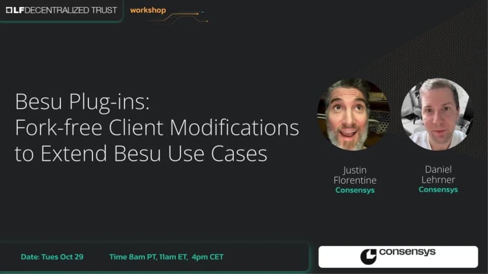 Portada de Besu Plug-ins Workshop: Fork-free Client Modifications to Extend Besu Use Cases
