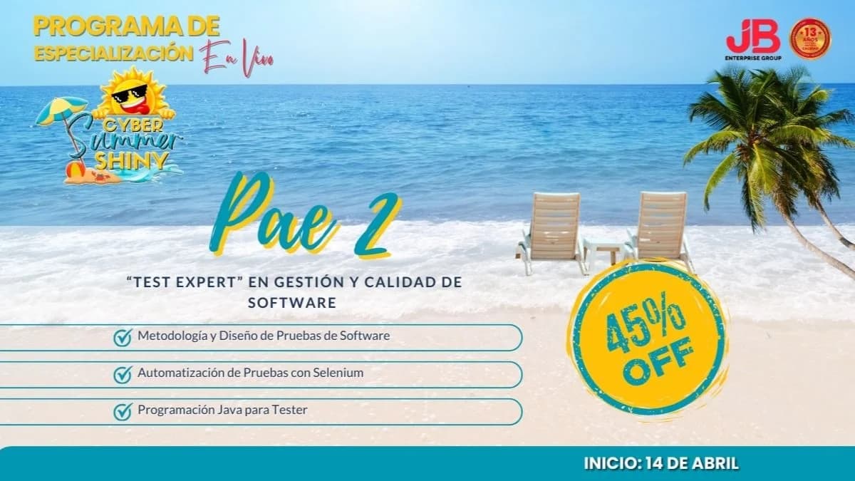 Portada de CYBER SUMMER SHINY: PAE 2 - “TEST EXPERT” EN GESTIÓN Y CALIDAD DE SOFTWARE