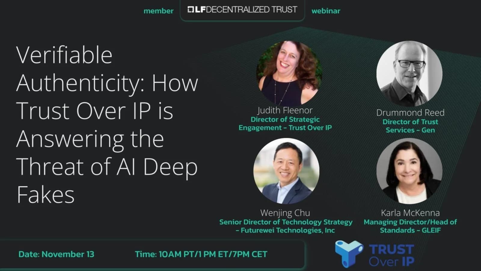 Portada de Webinar with TOIP-Verifiable Authenticity to Address the Threat of AI Deep Fakes