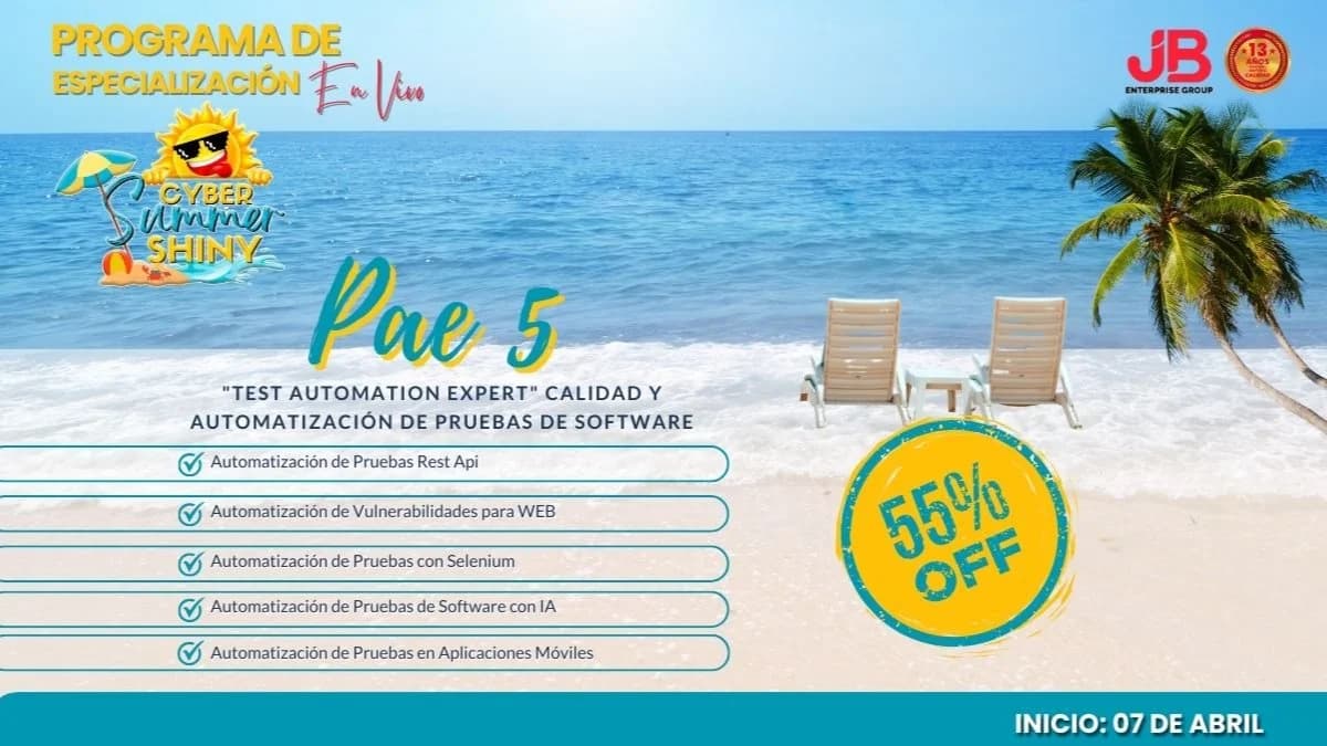 Portada de CYBER SUMMER SHINY: PAE 5 - CALIDAD Y AUTOMATIZACIÓN DE PRUEBAS DE SOFTWARE