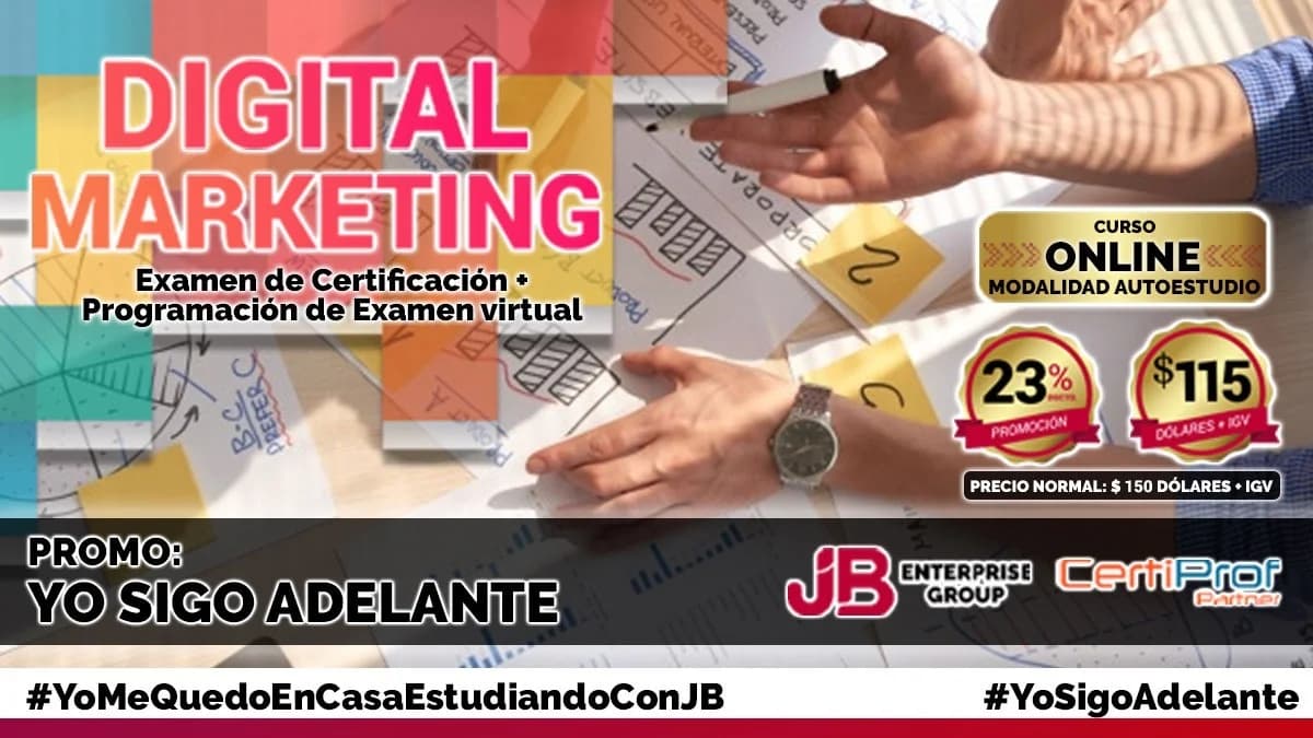 Portada de Promo Yo Sigo Adelante: "Curso Online": DIGITAL MARKETING