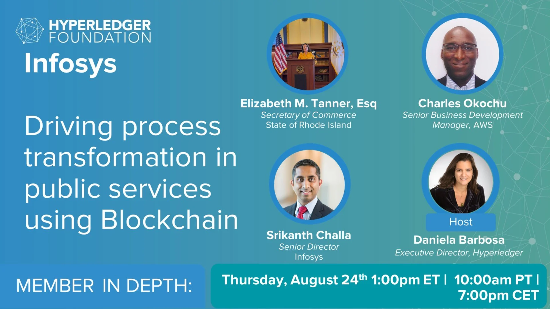 Portada de Hyperledger webinar with Infosys: Transforming public services with Blockchain