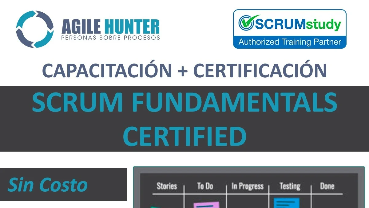 Portada de Scrum Fundamentals Certificación y capacitación gratuita (en línea)