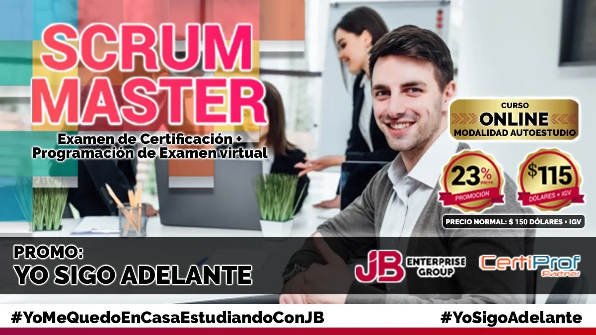 Portada de Promo Yo Sigo Adelante: "Curso Online": SCRUM MASTER