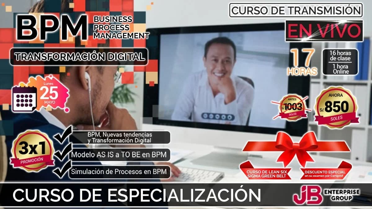 Portada de Curso Transmisión en vivo: Curso taller "Transformación con BPM"