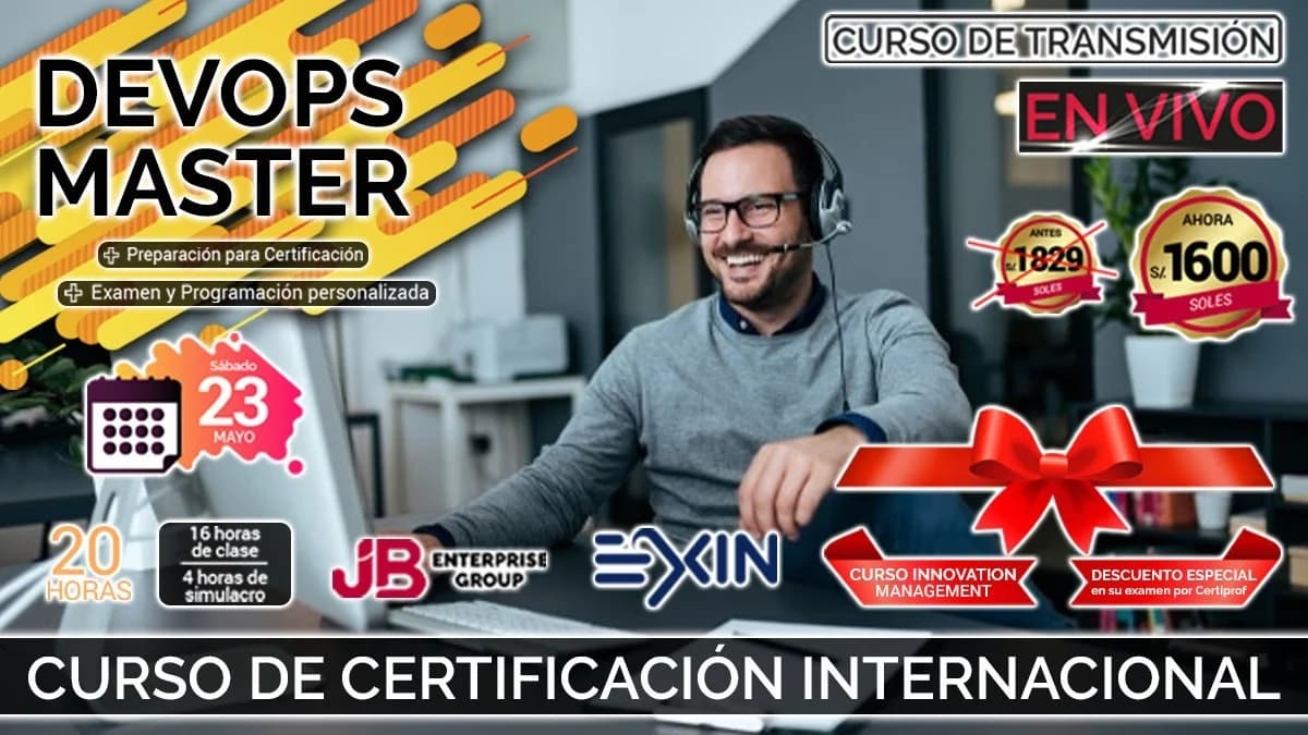 Portada de Curso Transmisión en vivo: Pack "Curso Devops Master" + Internacional
