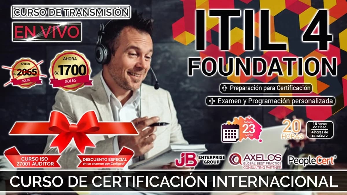 Portada de Curso Transmisión en vivo: Pack "ITIL4 Foundation"