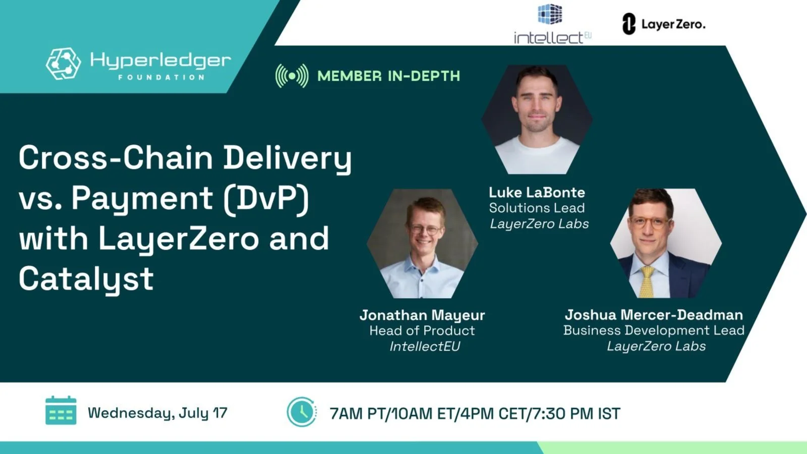 Portada de Webinar: Cross-Chain Delivery vs. Payment (DvP) with IntellectEU, LayerZero Labs