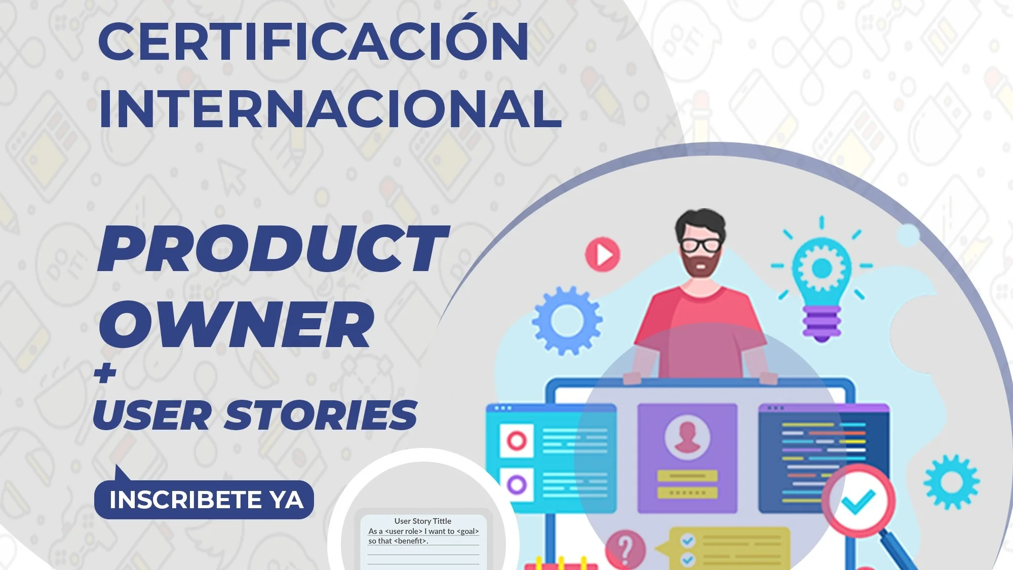 Portada de Certificación Product Owner + Certificación User Stories 15 y 16 de mayo