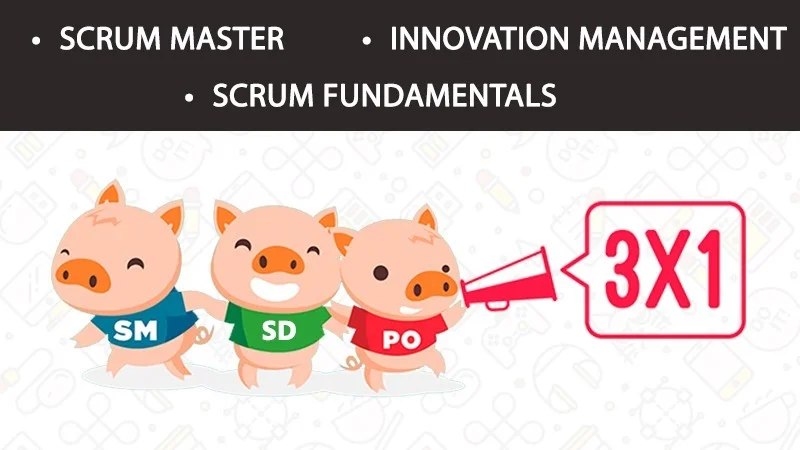 Portada de Scrum 3x1: Master + Innovation + Fundamentos