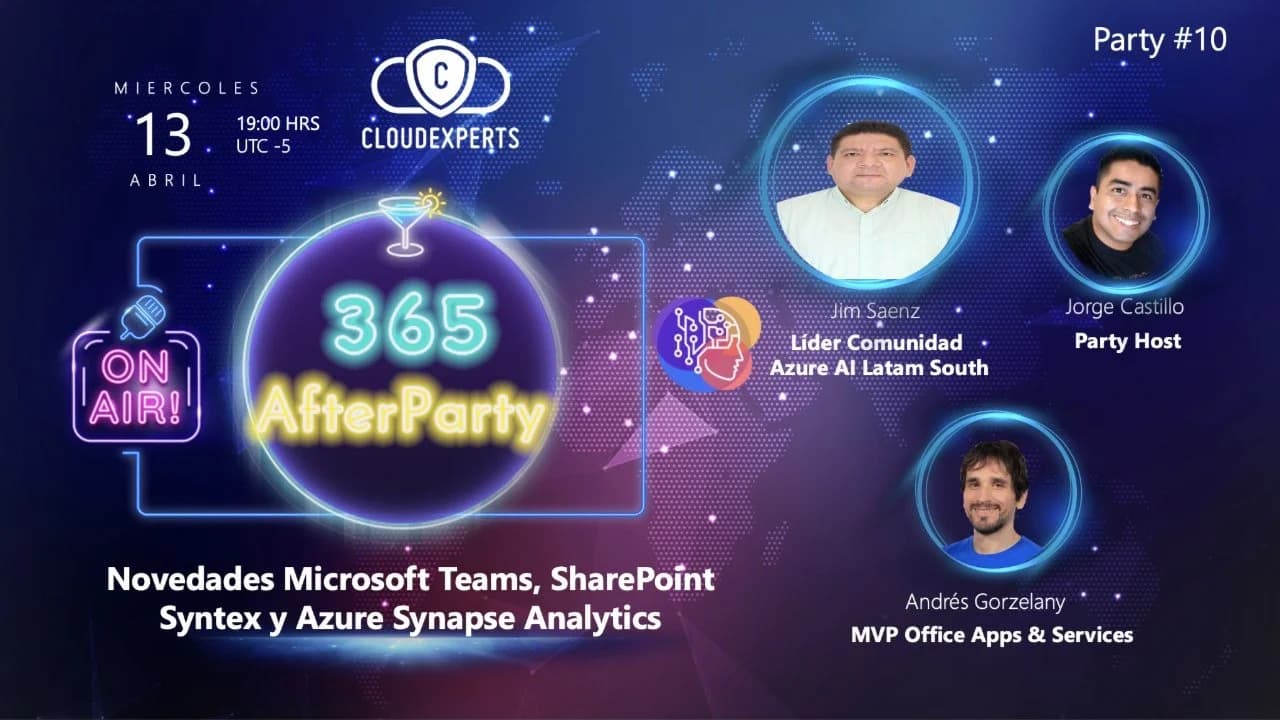 Portada de After Party 10 - Novedades MS Teams - SharePoint Syntex - Azure Synapse