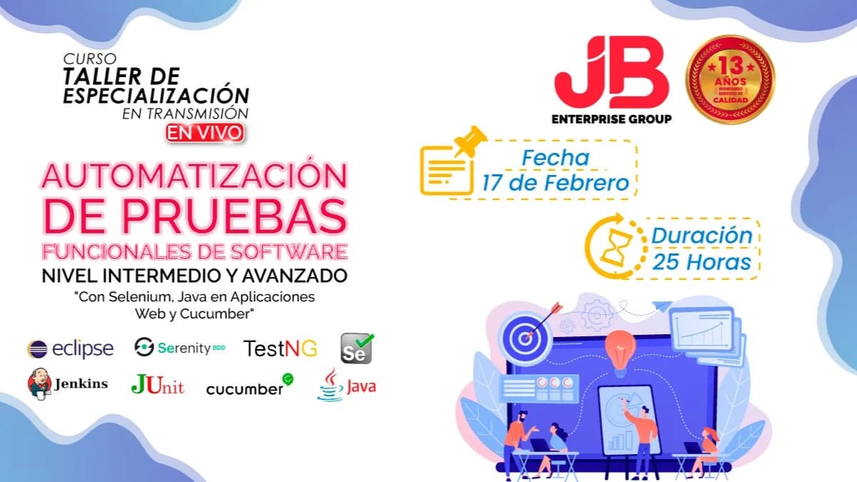 Portada de CURSO EN VIVO: Automatización de Pruebas funcionales de Software