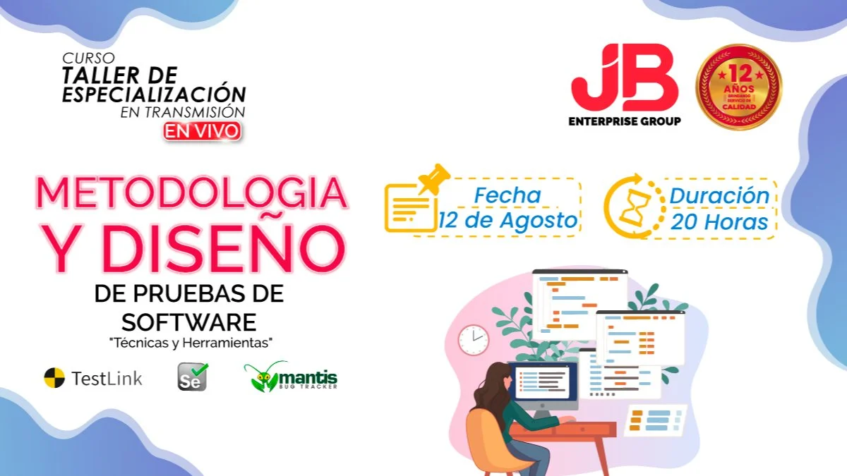 Portada de CURSO EN VIVO: METODOLOGIA Y DISEÑO DE PRUEBAS DE SOFTWARE