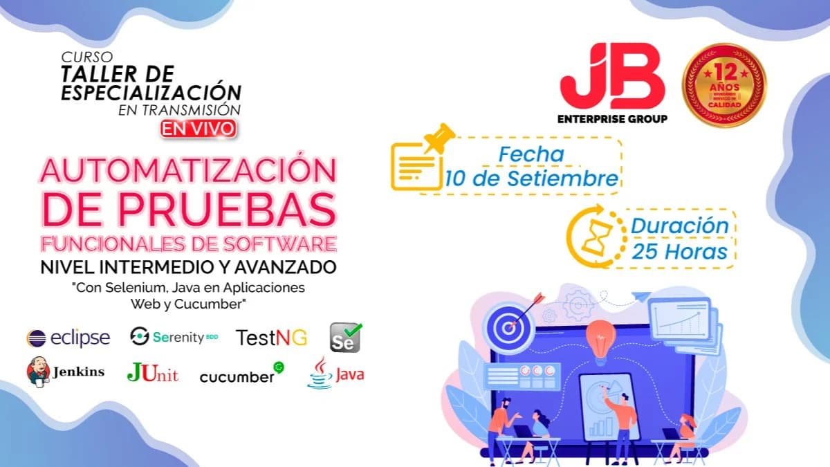 Portada de CURSO EN VIVO: AUTOMATIZACIÓN DE PRUEBAS FUNCIONALES DE SOFTWARE