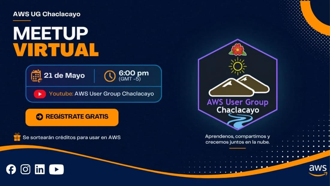 Portada de Meetup Virtual AWS User Group Chaclacayo