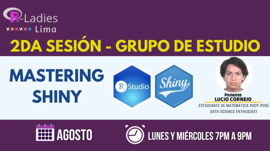 Portada de Grupo de estudio: "Mastering Shiny"- Sesión 2