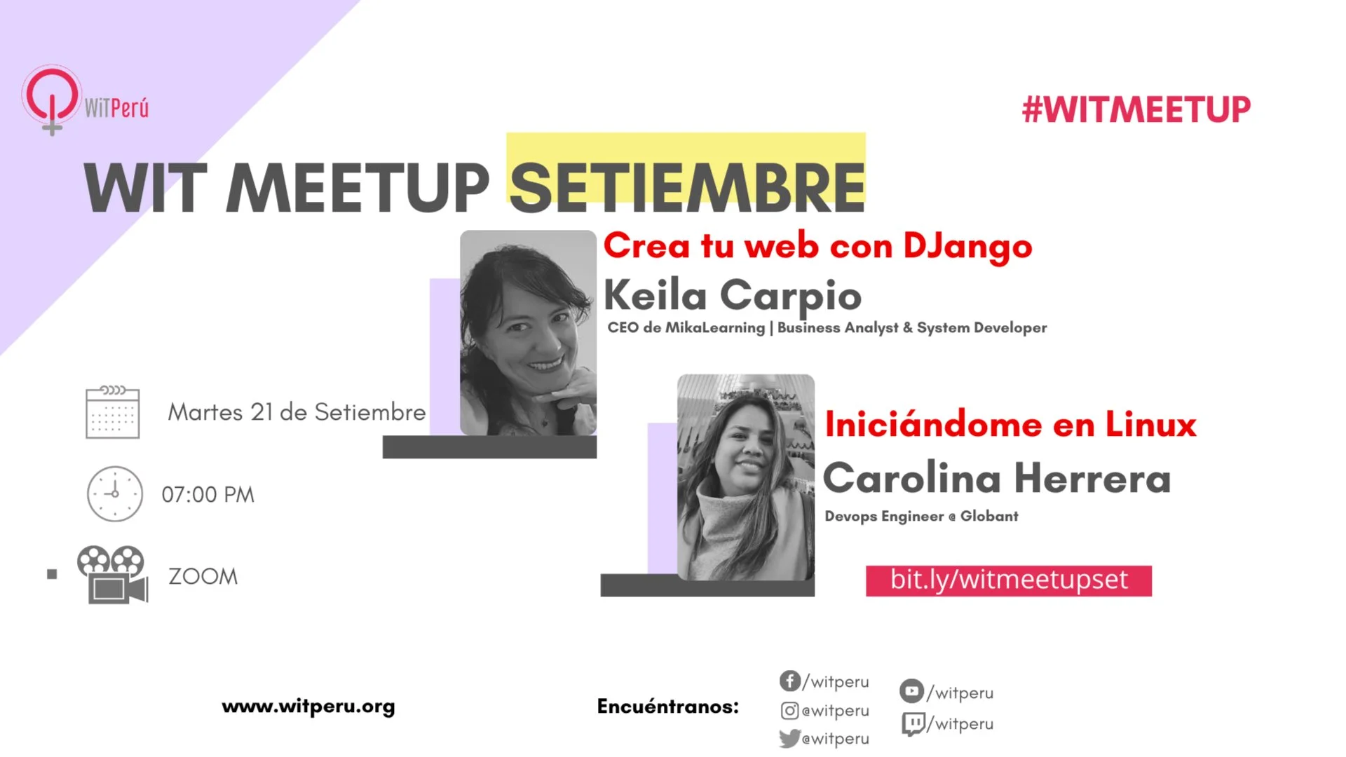 Portada de WITMeetup Setiembre: Crea tu web con DJango y Iniciándome con Linux