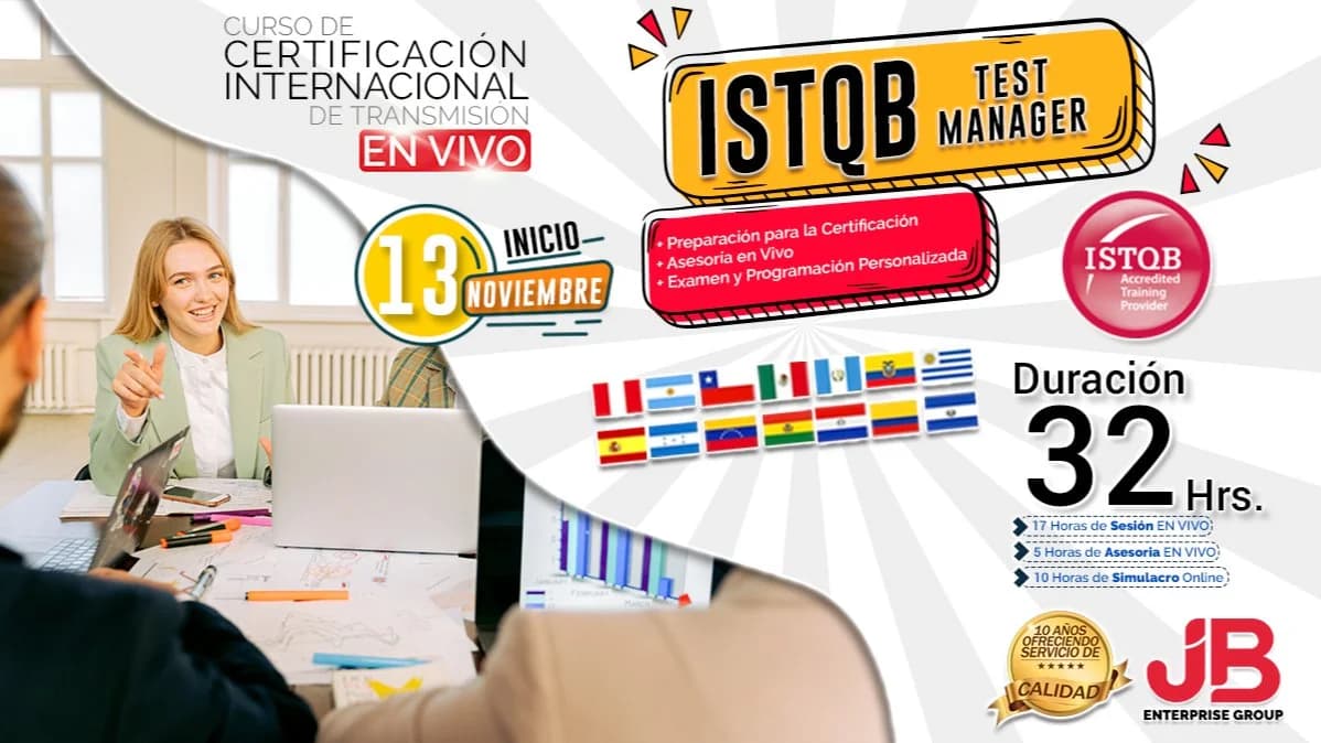 Portada de Curso de Transmisión en Vivo: “ISTQB Test Manager"