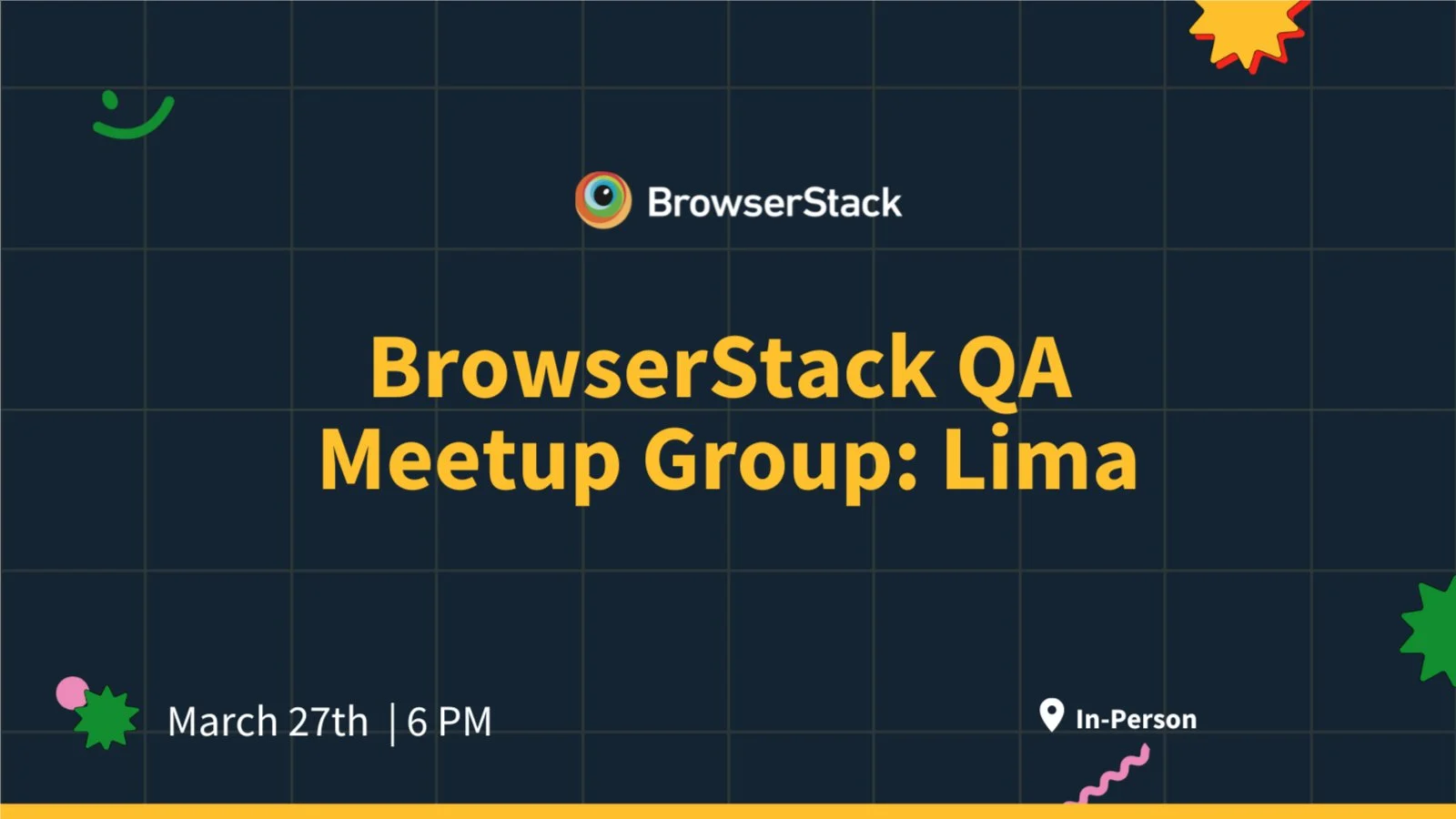 Portada de BrowserStack QA meetup Lima - March