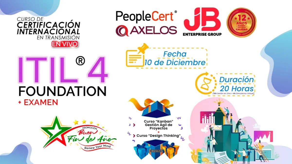 Portada de PROMO BUEN FIN DE AÑO: ITIL4 FOUNDATION + EXAMEN