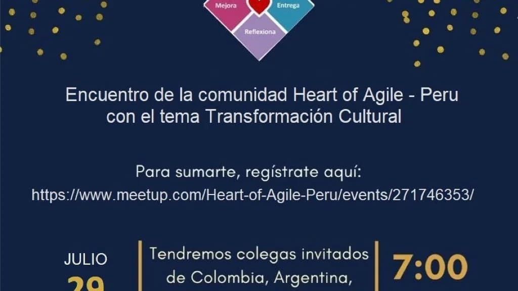 Portada de Encuentro comunidad Heart of Agile - Peru con el tema Transformación Cultural