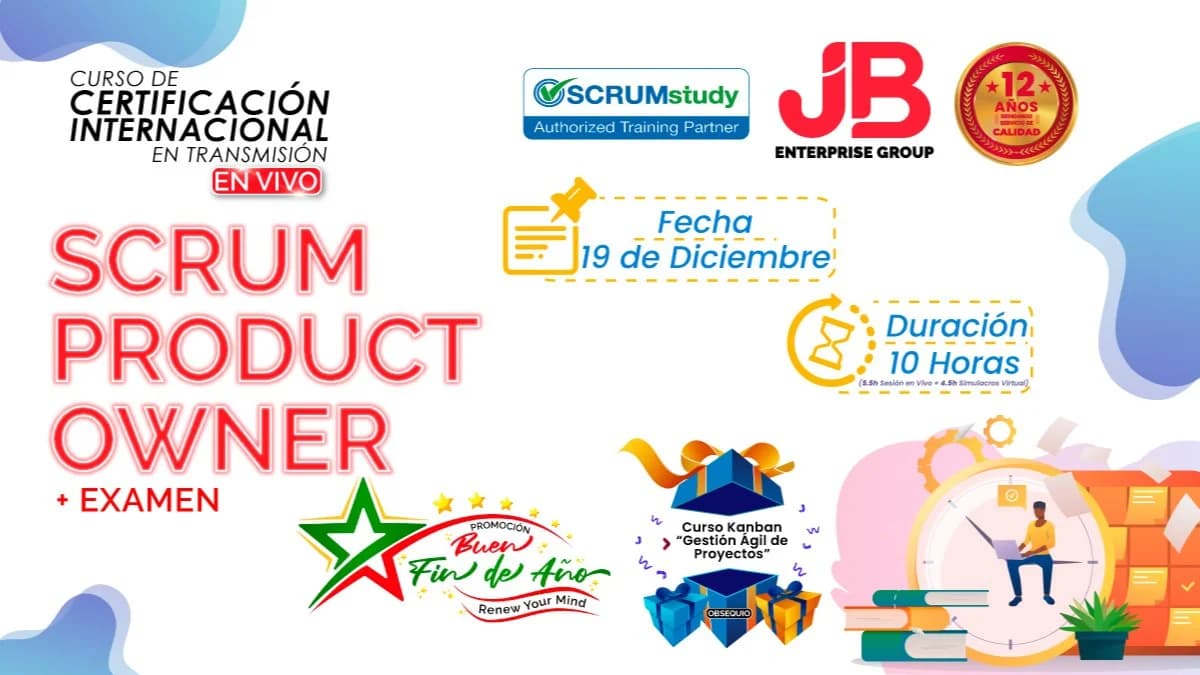 Portada de PROMO BUEN FIN DE AÑO: SCRUM PRODUCT OWNER + EXAMEN