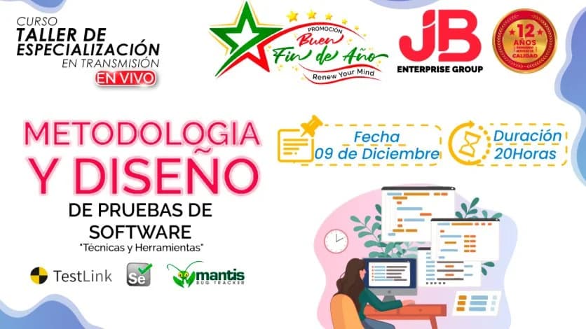 Portada de CURSO EN VIVO: METODOLOGIA Y DISEÑO DE PRUEBAS DE SOFTWARE