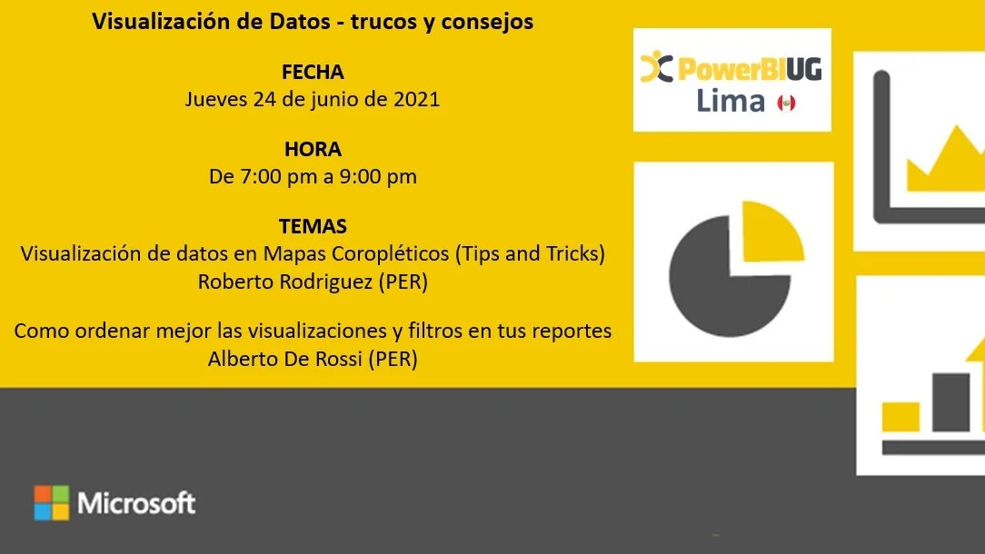 Portada de Power BI UG Lima - Webcast Junio - Visualización de Datos - Trucos y Consejos